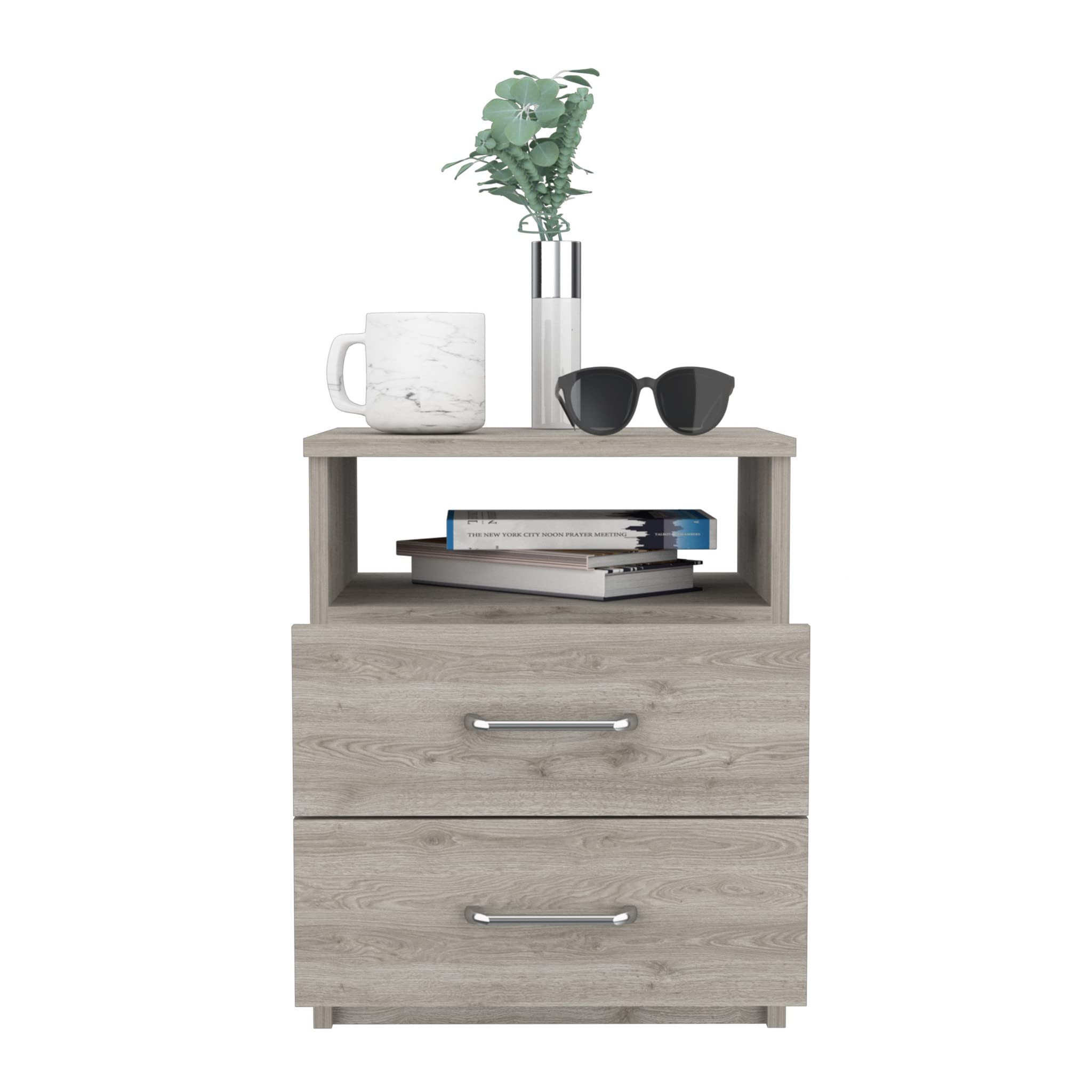 HomeRoots Modern and Stylish Light Grey Particle Bedroom Nightstand